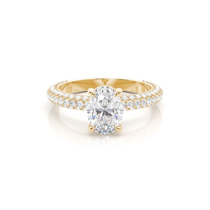 Oval Yellow Gold Halo Diamond Engagement Rings