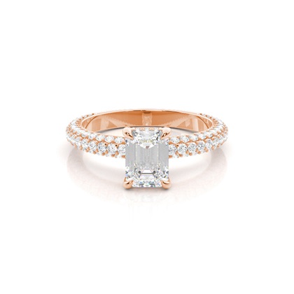 Emerald Rose Gold Halo Diamond Engagement Rings