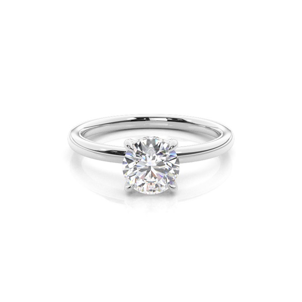Prong Setting Round Diamond Hidden Halo Rings