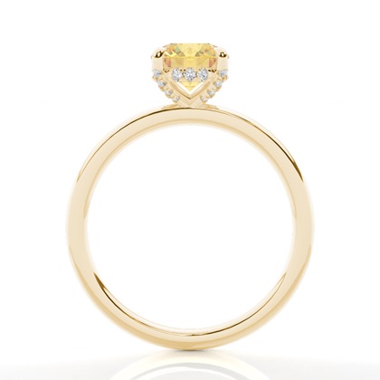 Versteckter Halo Verlobungsring mit gelbem Diamant