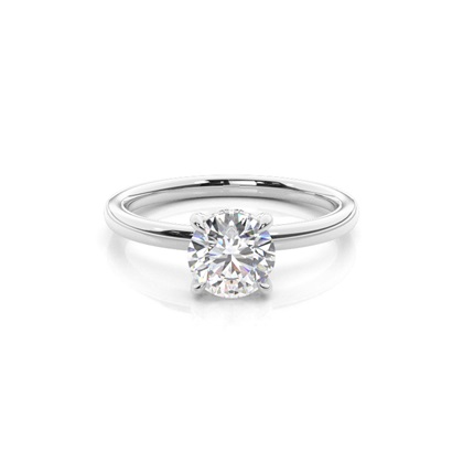 Prong Setting Round Diamond Hidden Halo Rings