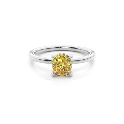 Cushion Yellow Diamond Engagement Rings