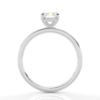 Versteckte Halo-Ringe mit runden Diamanten in Krappenfassung