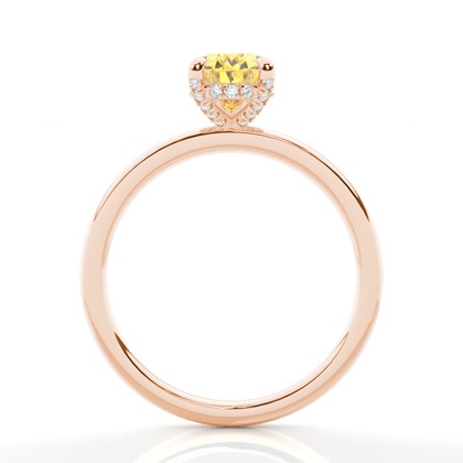 Versteckter Halo Verlobungsring mit gelbem Diamant