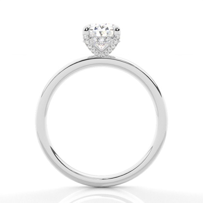 Versteckte Halo-Ringe mit runden Diamanten in Krappenfassung