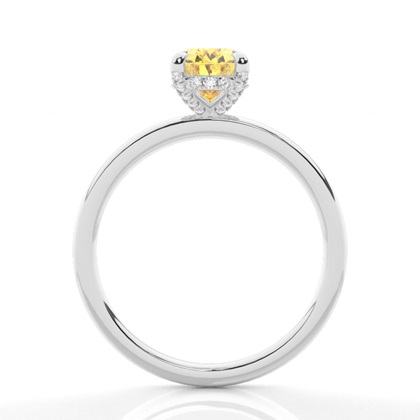 Versteckter Halo Verlobungsring mit gelbem Diamant