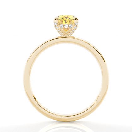 Versteckter Halo Verlobungsring mit gelbem Diamant