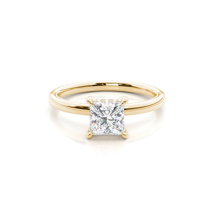 Princess Yellow Gold Halo Diamond Engagement Rings