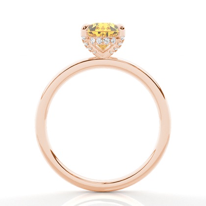 Versteckter Halo Verlobungsring mit gelbem Diamant