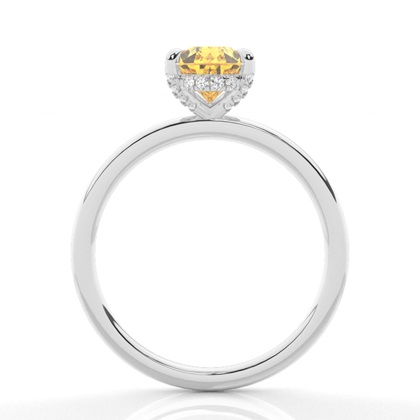 Versteckter Halo Verlobungsring mit gelbem Diamant