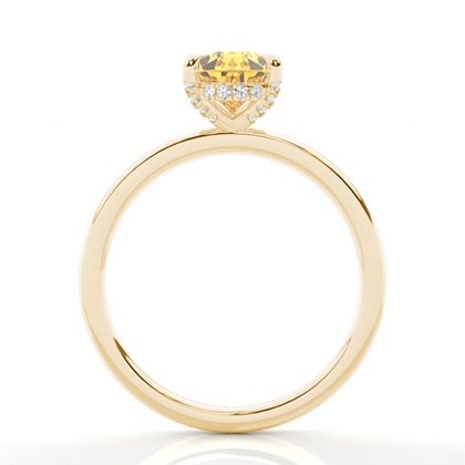 Versteckter Halo Verlobungsring mit gelbem Diamant