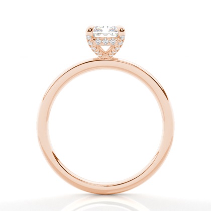 Versteckte Halo-Ringe mit runden Diamanten in Krappenfassung