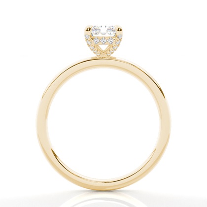 Versteckte Halo-Ringe mit runden Diamanten in Krappenfassung