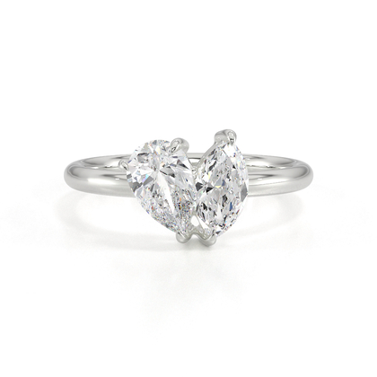 Toi-Et-Moi-Ring Mit Birnengeschliffenem Diamanten Und Marquiseschliff Diamanten
