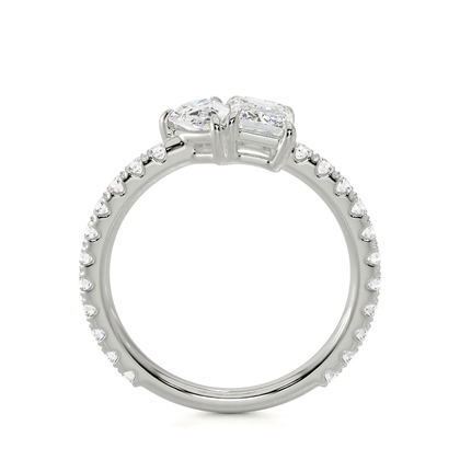 Toi Et Moi Pear & Emerald Diamond Pavé Set Ring