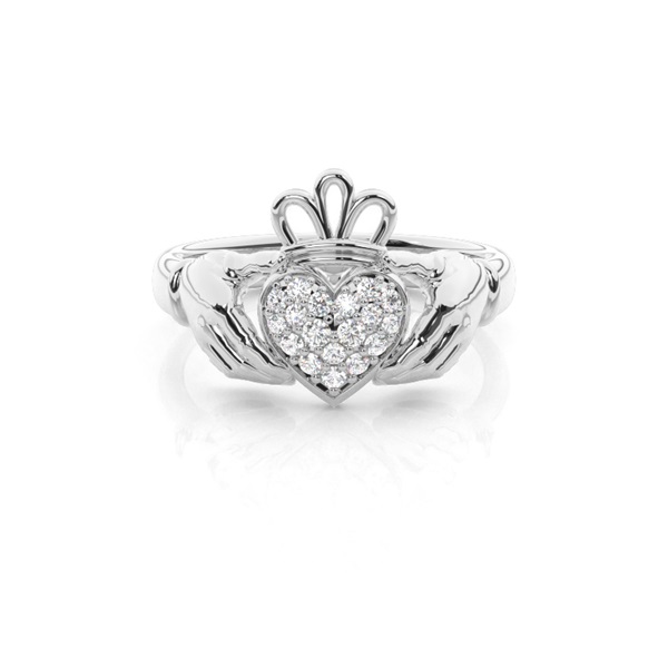 Prong Setting Round Diamond Claddagh Ring