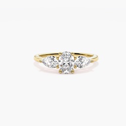 Bague de fiançailles diamant ovale et poire trilogie serti griffes