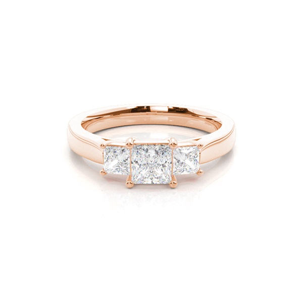 4 Prong Setting Plain Three Stone Ring