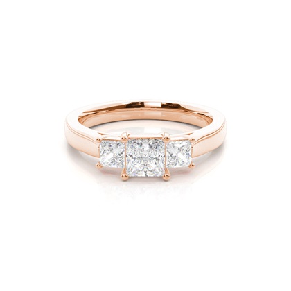 Princess Rose Gold Diamond Rings Three Stone