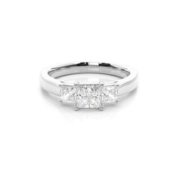 4 Prong Setting Plain Three Stone Ring