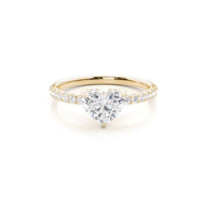 Heart Yellow Gold Halo Diamond Engagement Rings