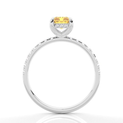 Versteckter Halo Verlobungsring mit gelbem Diamant