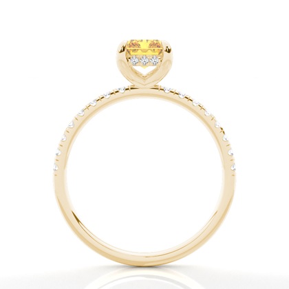 Versteckter Halo Verlobungsring mit gelbem Diamant