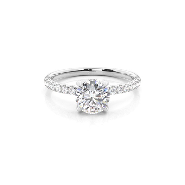 Prong Setting Round Diamond Hidden Halo Rings