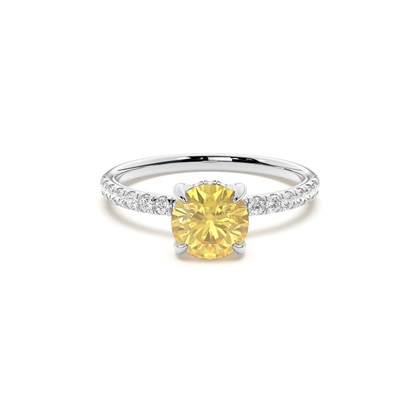 Round Yellow Diamond Engagement Rings