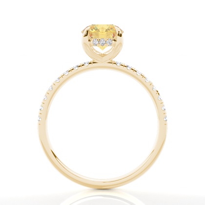 Versteckter Halo Verlobungsring mit gelbem Diamant