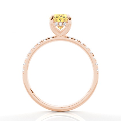 Versteckter Halo Verlobungsring mit gelbem Diamant