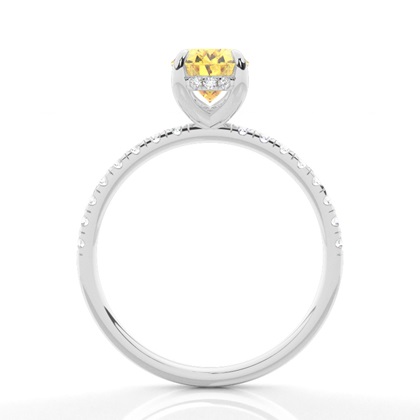 Versteckter Halo Verlobungsring mit gelbem Diamant