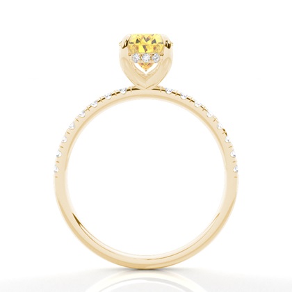 Versteckter Halo Verlobungsring mit gelbem Diamant