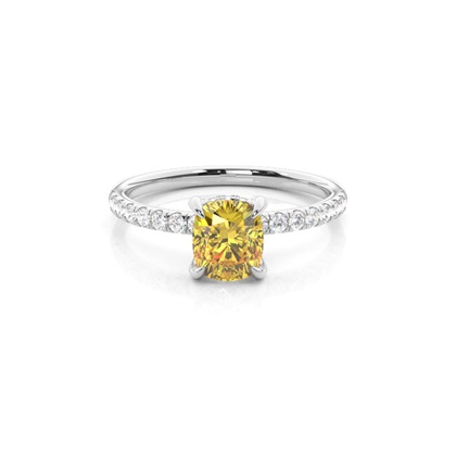 Cushion Yellow Diamond Engagement Rings