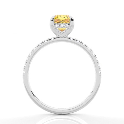 Versteckter Halo Verlobungsring mit gelbem Diamant