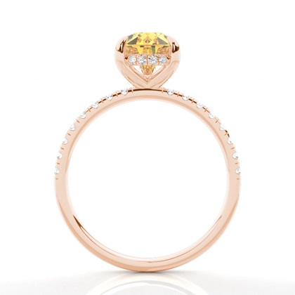 Versteckter Halo Verlobungsring mit gelbem Diamant