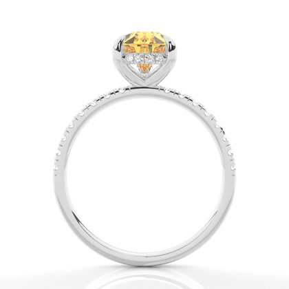 Versteckter Halo Verlobungsring mit gelbem Diamant