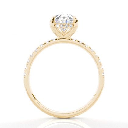 Pear Yellow Gold Hidden Halo Engagement Rings