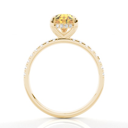 Versteckter Halo Verlobungsring mit gelbem Diamant