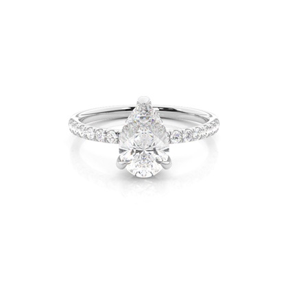 Pear Halo Diamond Engagement Rings