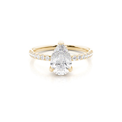 Pear Yellow Gold Hidden Halo Engagement Rings