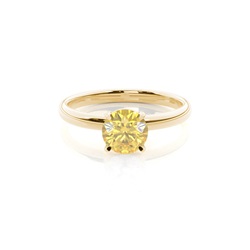 Solitaire serti griffes Diamant jaune Bague de fiançailles