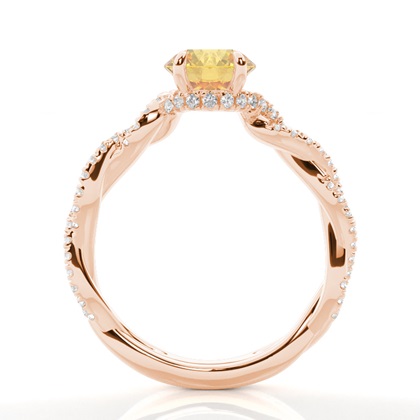 Versteckter Halo Verlobungsring mit gelbem Diamant