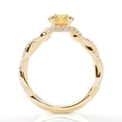 Versteckter Halo Verlobungsring mit gelbem Diamant