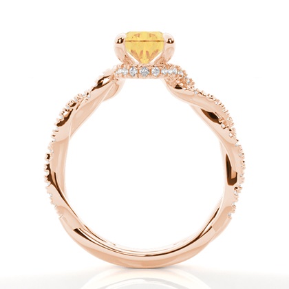 Versteckter Halo Verlobungsring mit gelbem Diamant