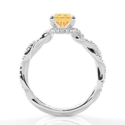 Versteckter Halo Verlobungsring mit gelbem Diamant