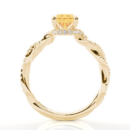 Versteckter Halo Verlobungsring mit gelbem Diamant