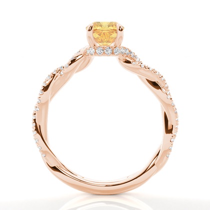 Versteckter Halo Verlobungsring mit gelbem Diamant