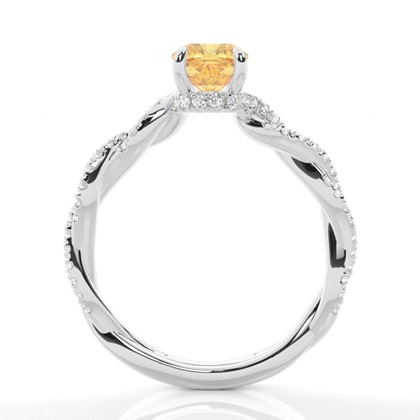 Versteckter Halo Verlobungsring mit gelbem Diamant