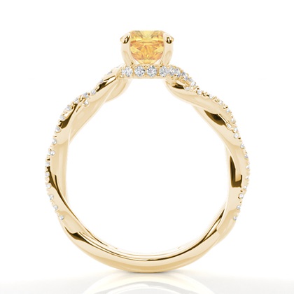 Versteckter Halo Verlobungsring mit gelbem Diamant